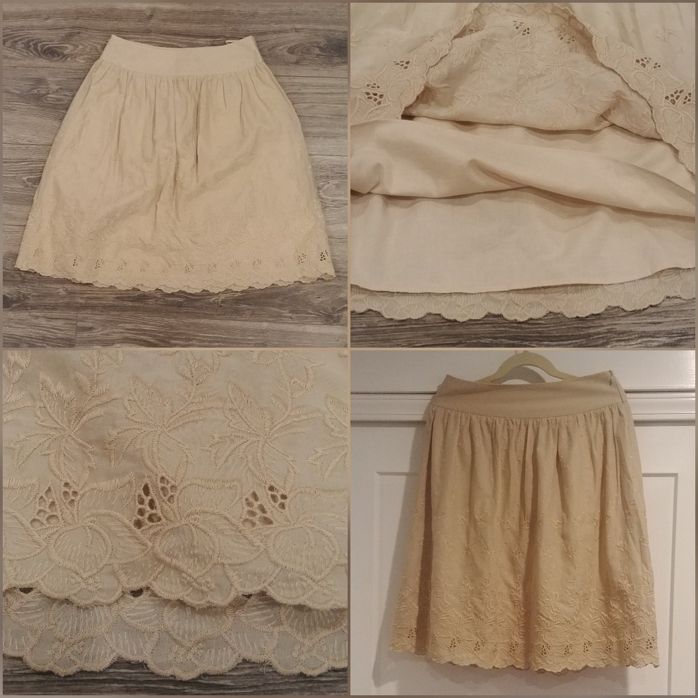 Banana Republic, Floral Midi Skirt, Beige